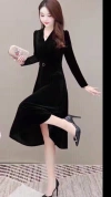 Spring and Autumn's new fashionable and trendy waist-cinching dress details Picture
